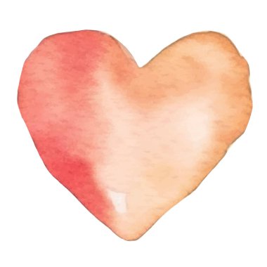 Vector suluboya kalp sembolü. El çizimi tasarım ögesi beyaz arkaplanda izole edildi.