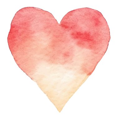 Vector suluboya kalp sembolü. El çizimi tasarım ögesi beyaz arkaplanda izole edildi.