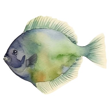 Suluboya balıklar. Beyaz arkaplanda el yapımı taze deniz ürünleri tasarımı elementi izole edildi.