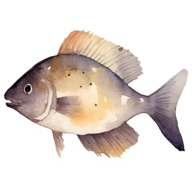 Suluboya balıklar. Beyaz arkaplanda el yapımı taze deniz ürünleri tasarımı elementi izole edildi.