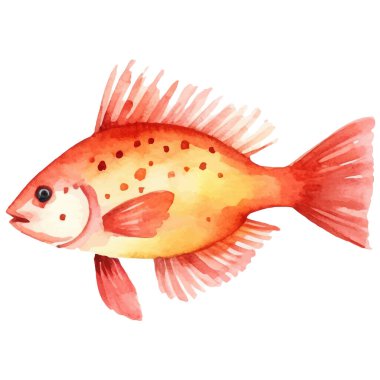 Suluboya balıklar. Beyaz arkaplanda el yapımı taze deniz ürünleri tasarımı elementi izole edildi.