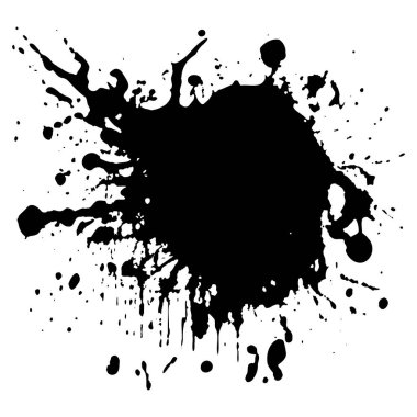 Siyah mürekkep damlaları ve boya damlaları. El çizimi tasarım ögeleri beyaz arkaplanda izole edildi