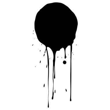 Siyah mürekkep damlaları ve boya damlaları. El çizimi tasarım ögeleri beyaz arkaplanda izole edildi