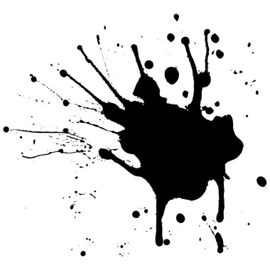 Siyah mürekkep damlaları ve boya damlaları. El çizimi tasarım ögeleri beyaz arkaplanda izole edildi