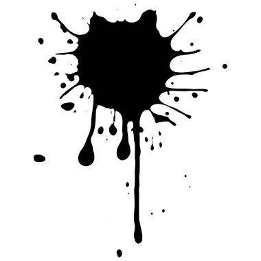 Siyah mürekkep damlaları ve boya damlaları. El çizimi tasarım ögeleri beyaz arkaplanda izole edildi