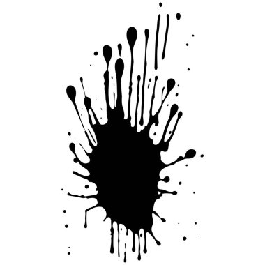 Siyah mürekkep damlaları ve boya damlaları. El çizimi tasarım ögeleri beyaz arkaplanda izole edildi