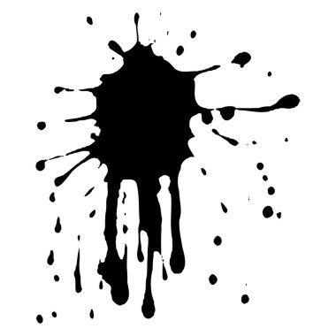 Siyah mürekkep damlaları ve boya damlaları. El çizimi tasarım ögeleri beyaz arkaplanda izole edildi