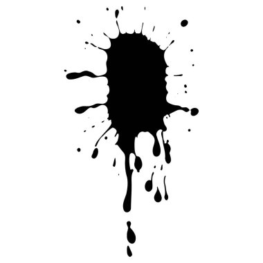 Siyah mürekkep damlaları ve boya damlaları. El çizimi tasarım ögeleri beyaz arkaplanda izole edildi