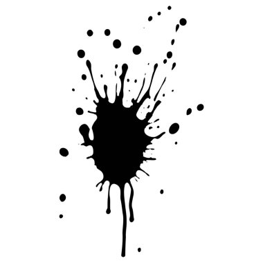 Siyah mürekkep damlaları ve boya damlaları. El çizimi tasarım ögeleri beyaz arkaplanda izole edildi