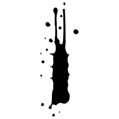 Siyah mürekkep damlaları ve boya damlaları. El çizimi tasarım ögeleri beyaz arkaplanda izole edildi