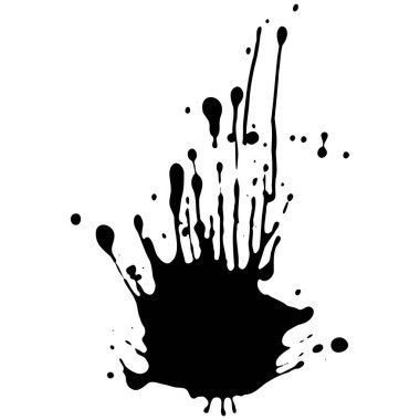 Siyah mürekkep damlaları ve boya damlaları. El çizimi tasarım ögeleri beyaz arkaplanda izole edildi