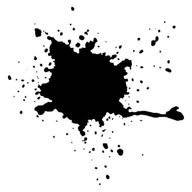 Siyah mürekkep damlaları ve boya damlaları. El çizimi tasarım ögeleri beyaz arkaplanda izole edildi