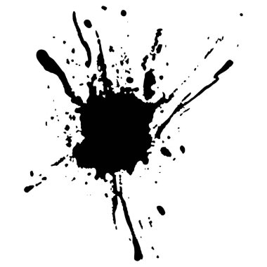 Siyah mürekkep damlaları ve boya damlaları. El çizimi tasarım ögeleri beyaz arkaplanda izole edildi