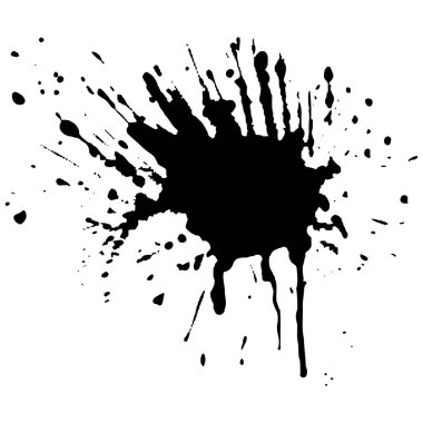 Siyah mürekkep damlaları ve boya damlaları. El çizimi tasarım ögeleri beyaz arkaplanda izole edildi