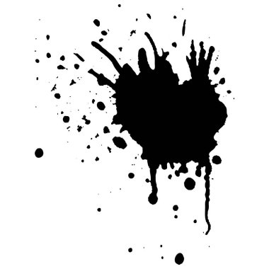 Siyah mürekkep damlaları ve boya damlaları. El çizimi tasarım ögeleri beyaz arkaplanda izole edildi