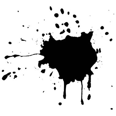 Siyah mürekkep damlaları ve boya damlaları. El çizimi tasarım ögeleri beyaz arkaplanda izole edildi