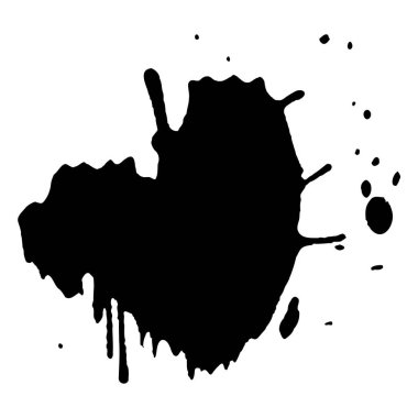 Siyah mürekkep damlaları ve boya damlaları. El çizimi tasarım ögeleri beyaz arkaplanda izole edildi