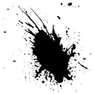 Siyah mürekkep damlaları ve boya damlaları. El çizimi tasarım ögeleri beyaz arkaplanda izole edildi