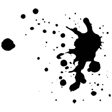 Siyah mürekkep damlaları ve boya damlaları. El çizimi tasarım ögeleri beyaz arkaplanda izole edildi