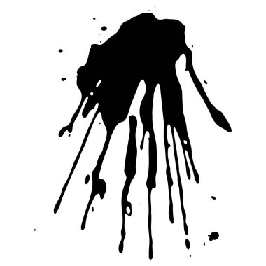 Siyah mürekkep damlaları ve boya damlaları. El çizimi tasarım ögeleri beyaz arkaplanda izole edildi