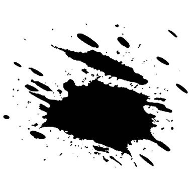 Siyah mürekkep damlaları ve boya damlaları. El çizimi tasarım ögeleri beyaz arkaplanda izole edildi