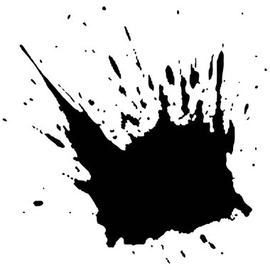 Siyah mürekkep damlaları ve boya damlaları. El çizimi tasarım ögeleri beyaz arkaplanda izole edildi