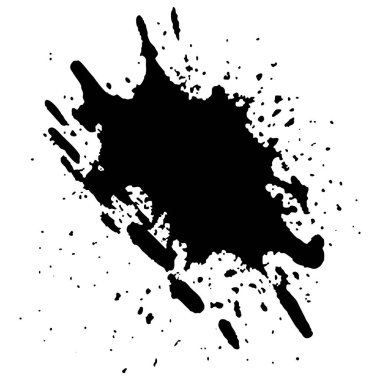 Siyah mürekkep damlaları ve boya damlaları. El çizimi tasarım ögeleri beyaz arkaplanda izole edildi