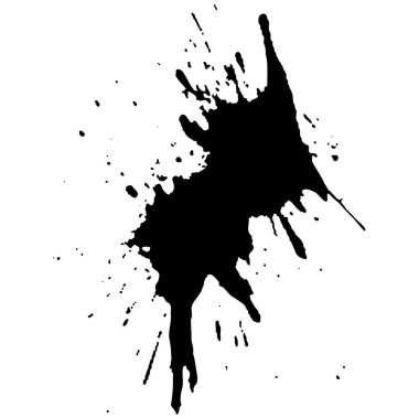 Siyah mürekkep damlaları ve boya damlaları. El çizimi tasarım ögeleri beyaz arkaplanda izole edildi