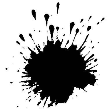 Siyah mürekkep damlaları ve boya damlaları. El çizimi tasarım ögeleri beyaz arkaplanda izole edildi