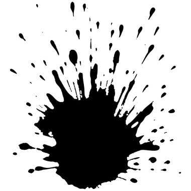 Siyah mürekkep damlaları ve boya damlaları. El çizimi tasarım ögeleri beyaz arkaplanda izole edildi