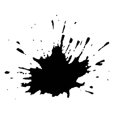 Siyah mürekkep damlaları ve boya damlaları. El çizimi tasarım ögeleri beyaz arkaplanda izole edildi