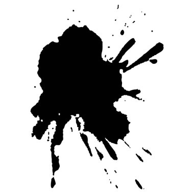 Siyah mürekkep damlaları ve boya damlaları. El çizimi tasarım ögeleri beyaz arkaplanda izole edildi