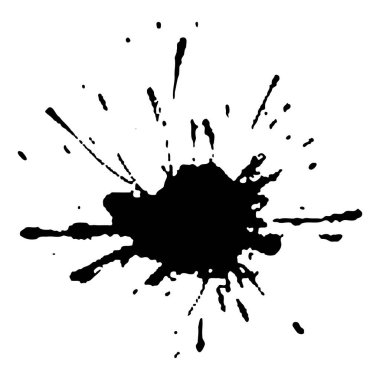 Siyah mürekkep damlaları ve boya damlaları. El çizimi tasarım ögeleri beyaz arkaplanda izole edildi