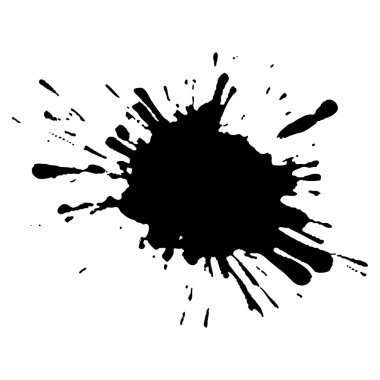 Siyah mürekkep damlaları ve boya damlaları. El çizimi tasarım ögeleri beyaz arkaplanda izole edildi