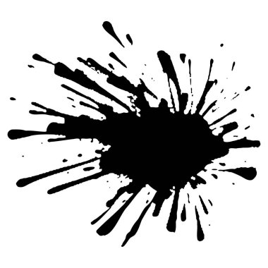 Siyah mürekkep damlaları ve boya damlaları. El çizimi tasarım ögeleri beyaz arkaplanda izole edildi