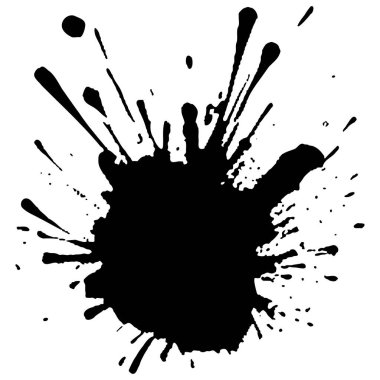 Siyah mürekkep damlaları ve boya damlaları. El çizimi tasarım ögeleri beyaz arkaplanda izole edildi