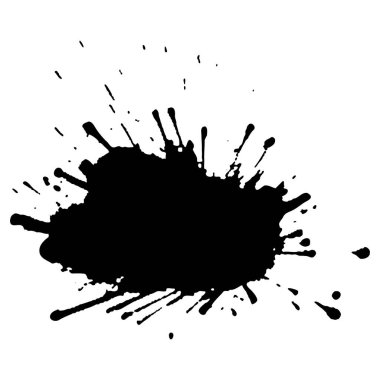 Siyah mürekkep damlaları ve boya damlaları. El çizimi tasarım ögeleri beyaz arkaplanda izole edildi