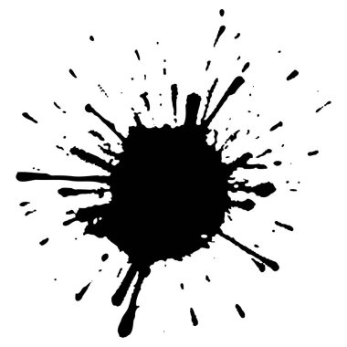 Siyah mürekkep damlaları ve boya damlaları. El çizimi tasarım ögeleri beyaz arkaplanda izole edildi