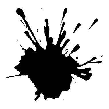 Siyah mürekkep damlaları ve boya damlaları. El çizimi tasarım ögeleri beyaz arkaplanda izole edildi