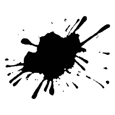 Siyah mürekkep damlaları ve boya damlaları. El çizimi tasarım ögeleri beyaz arkaplanda izole edildi