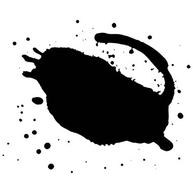 Siyah mürekkep damlaları ve boya damlaları. El çizimi tasarım ögeleri beyaz arkaplanda izole edildi