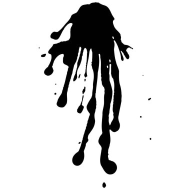 Siyah mürekkep damlaları ve boya damlaları. El çizimi tasarım ögeleri beyaz arkaplanda izole edildi