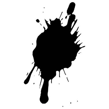 Siyah mürekkep damlaları ve boya damlaları. El çizimi tasarım ögeleri beyaz arkaplanda izole edildi