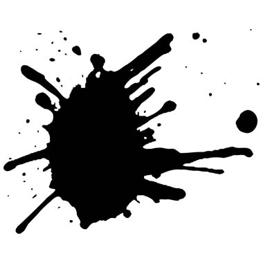 Siyah mürekkep damlaları ve boya damlaları. El çizimi tasarım ögeleri beyaz arkaplanda izole edildi