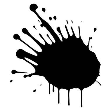 Siyah mürekkep damlaları ve boya damlaları. El çizimi tasarım ögeleri beyaz arkaplanda izole edildi