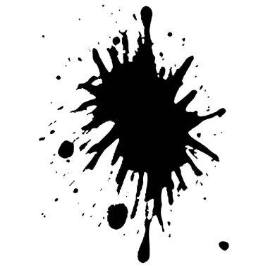 Siyah mürekkep damlaları ve boya damlaları. El çizimi tasarım ögeleri beyaz arkaplanda izole edildi