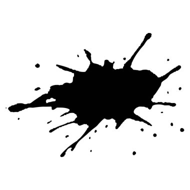 Siyah mürekkep damlaları ve boya damlaları. El çizimi tasarım ögeleri beyaz arkaplanda izole edildi