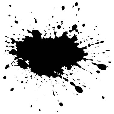 Siyah mürekkep damlaları ve boya damlaları. El çizimi tasarım ögeleri beyaz arkaplanda izole edildi