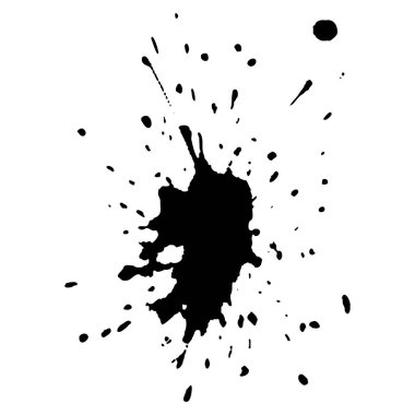 Siyah mürekkep damlaları ve boya damlaları. El çizimi tasarım ögeleri beyaz arkaplanda izole edildi