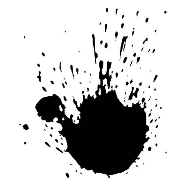 Siyah mürekkep damlaları ve boya damlaları. El çizimi tasarım ögeleri beyaz arkaplanda izole edildi